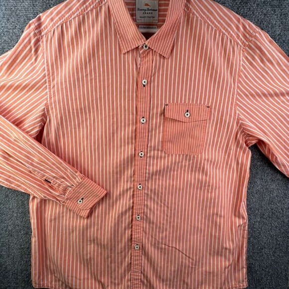Tommy Bahama Button Up Shirt Men’s Striped Orange White Island Modern Fit XL - Picture 2 of 10